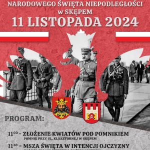 Plakat powiatowe obchody Narodowe go Święta Niepodległości w Skępem